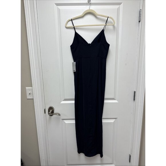 New Shona Joy Size US 4 Tulip Hem Midi Cocktail Slip Dress Sleeveless Navy Blue - Picture 6 of 11